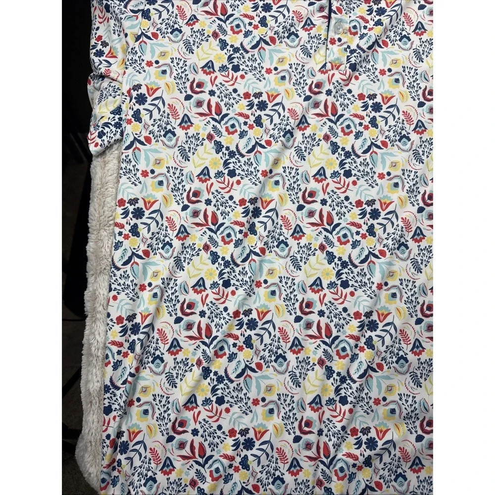 Swannies Men XL Floral Hawaiian AOP Golf Polo Stretch Covered Bridge Logo EUC - Picture 7 of 16